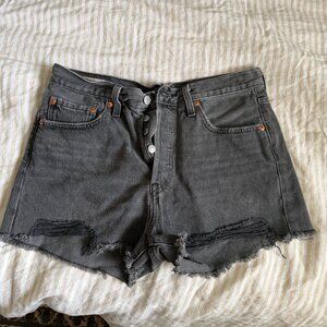 Levi 501 Dark Black Denim Shorts Size 28